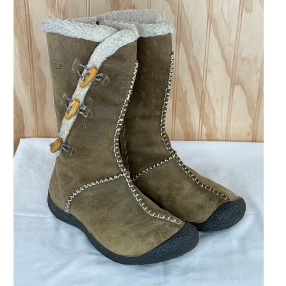 Keen Kaley Nubuck Leather Faux Toggle Closure Sherpa Boots Women’s Size 7 - Picture 2 of 8